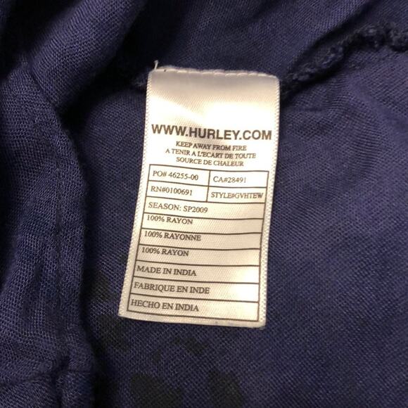 Hurley Navy Print Woven Tank Top Blouse Women XS Summer - Picture 6 of 8